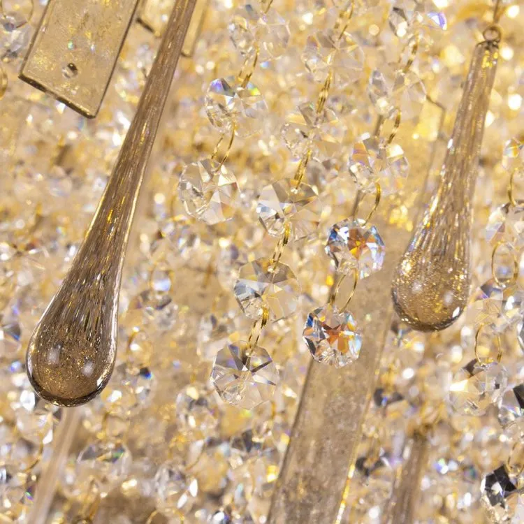 Premium Clear Crystal Flush Chandelier With Delicate Tear Droplets
