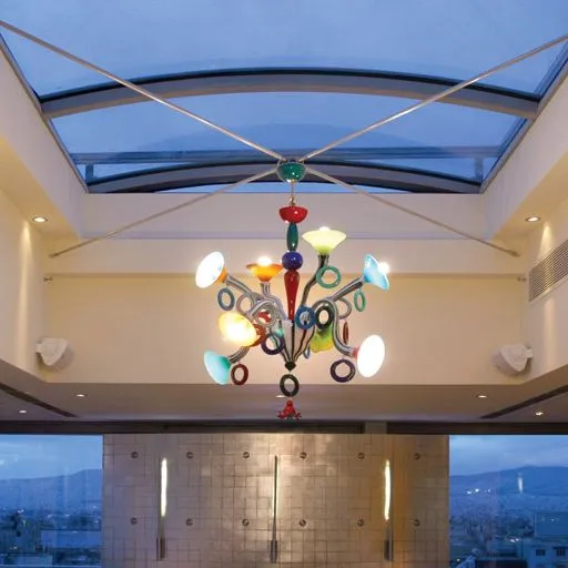 Quirky black and white Murano glass art chandelier