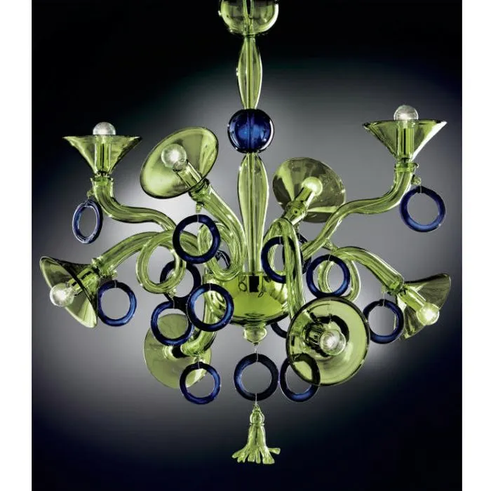 Quirky black and white Murano glass art chandelier