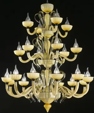 "Epoque" 22 Light Champagne Murano Glass Chandelier