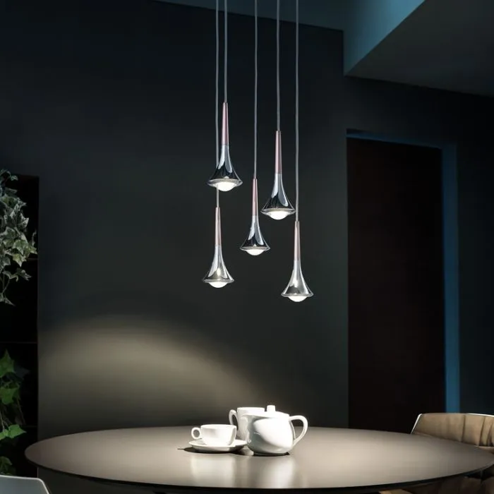 Rain 5 Light Cluster In 6 Metal Finishes