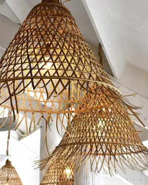 Raw Edged Cone Rattan Pendant | Assorted Finishes & Sizes