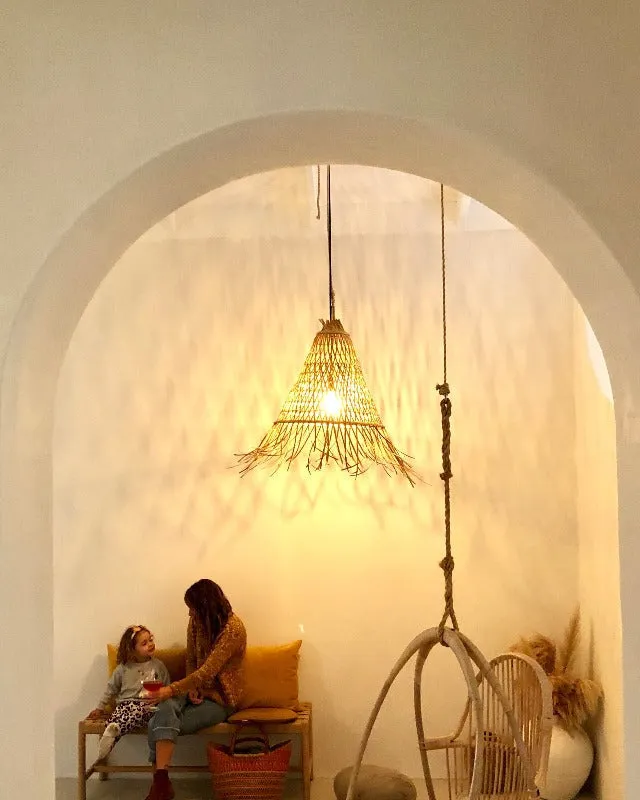 Raw Edged Cone Rattan Pendant | Assorted Finishes & Sizes