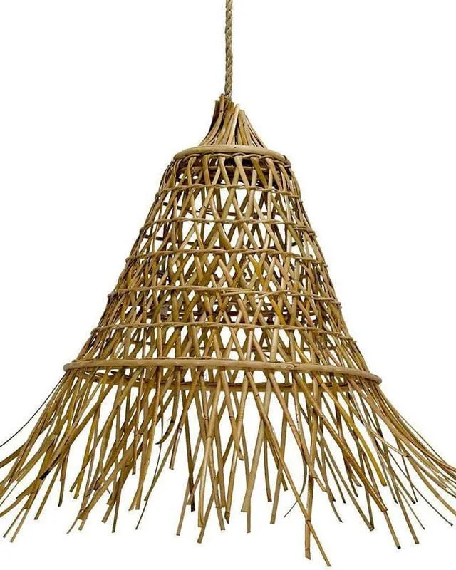 Raw Edged Cone Rattan Pendant | Assorted Finishes & Sizes