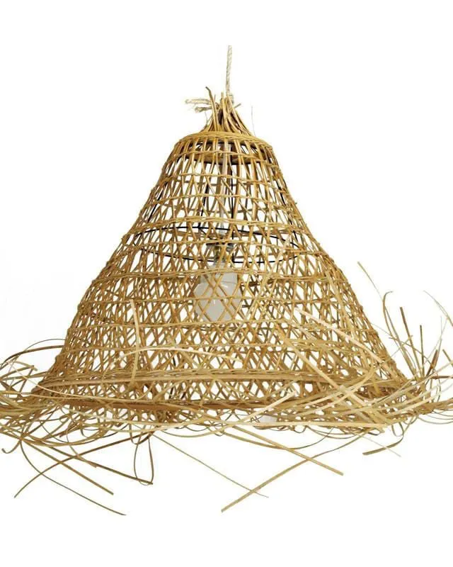 Raw Edged Cone Rattan Pendant | Assorted Finishes & Sizes