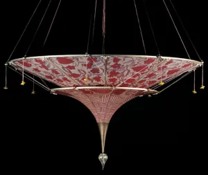 Red Fortuny Style Murano Glass Chandelier