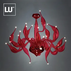 Red Lu-Murano Venetian Chandelier By Fabio Fornasier With 24 Lights