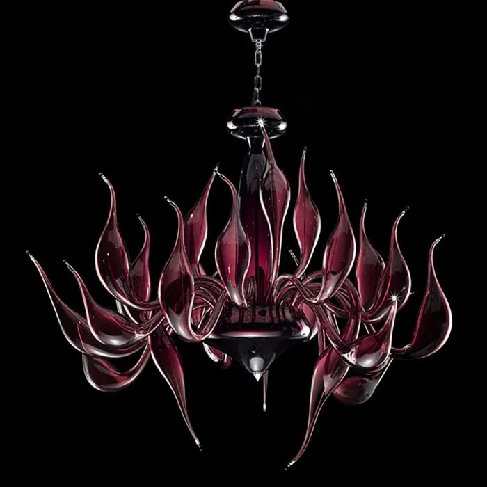 Red Lu-Murano Venetian Chandelier By Fabio Fornasier With 24 Lights
