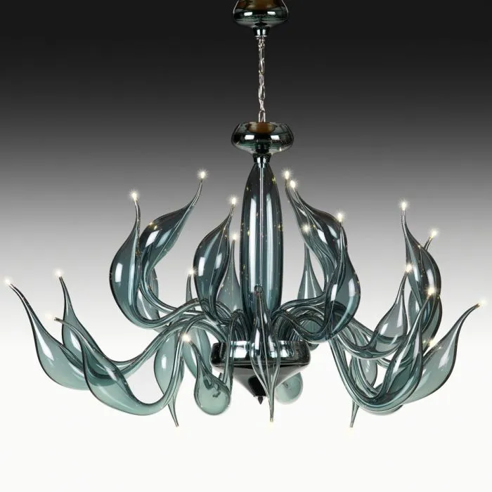Red Lu-Murano Venetian Chandelier By Fabio Fornasier With 24 Lights
