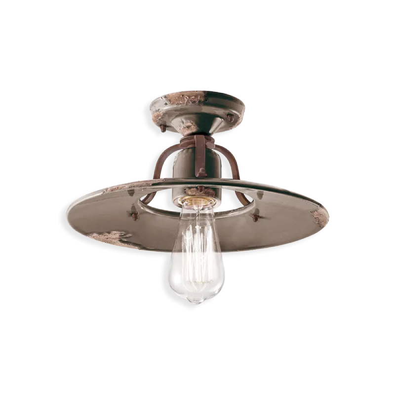 Retro Grey Ceramic and Metal Ceiling Light