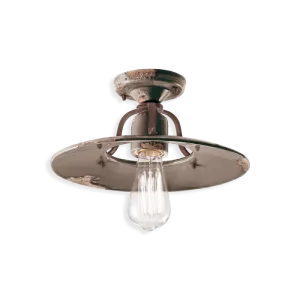 Retro Grey Ceramic and Metal Ceiling Light