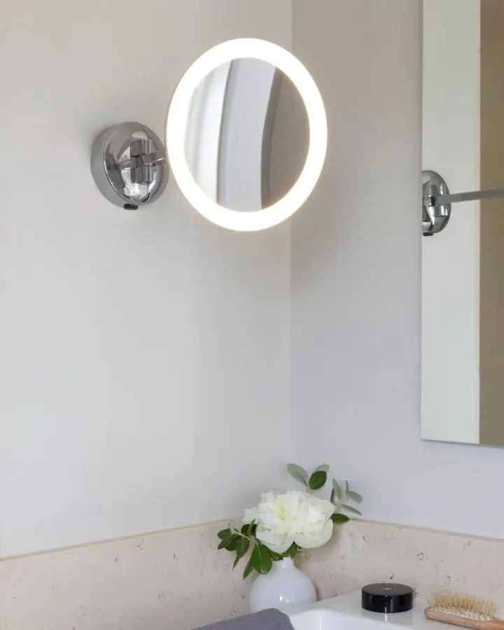 Round Adjustable Magnification LED Wall Light | Assorted Finishes