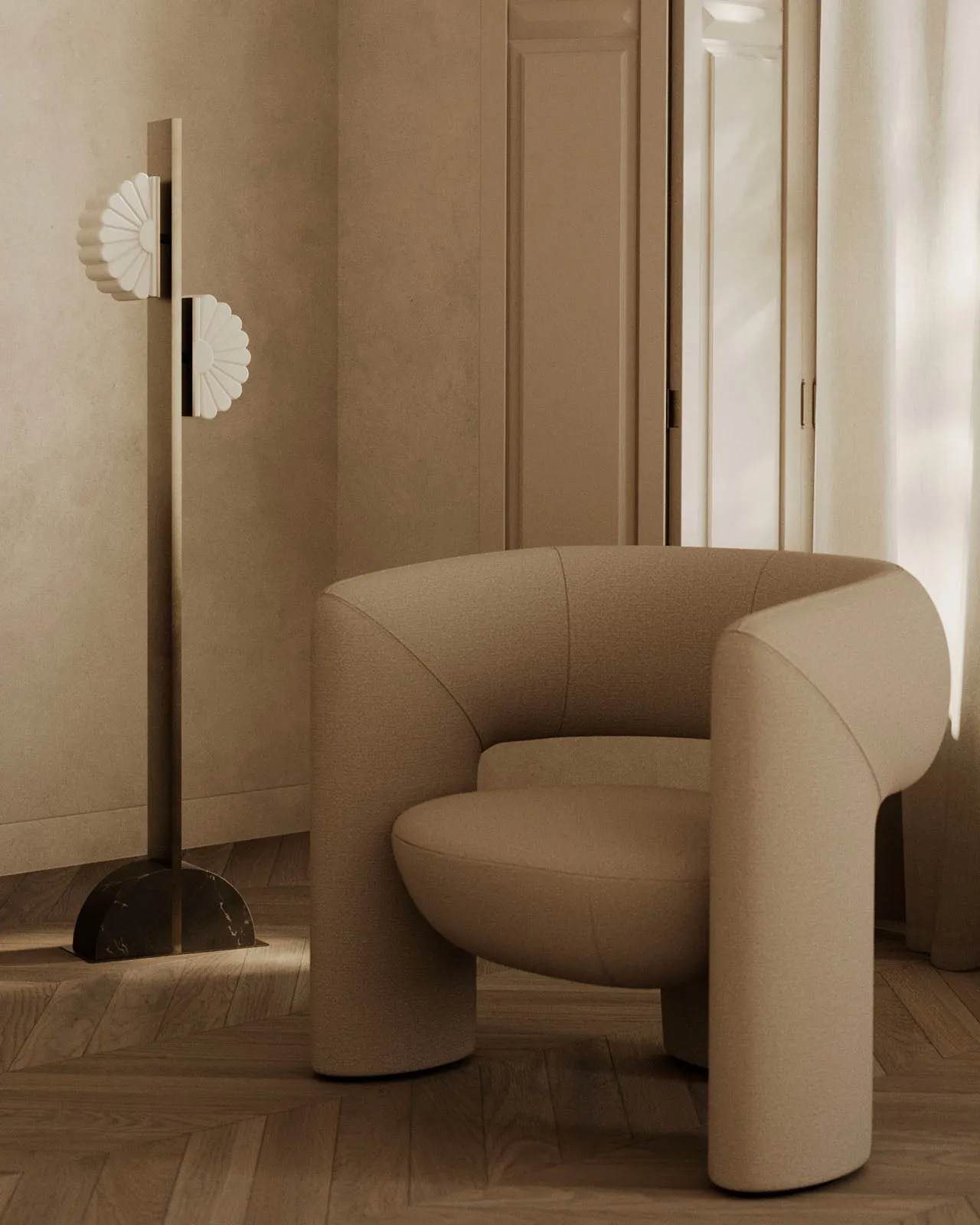 Semi-Circular Scalloped Floor Lamp