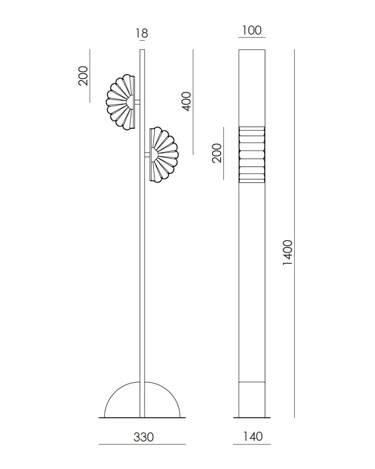 Semi-Circular Scalloped Floor Lamp
