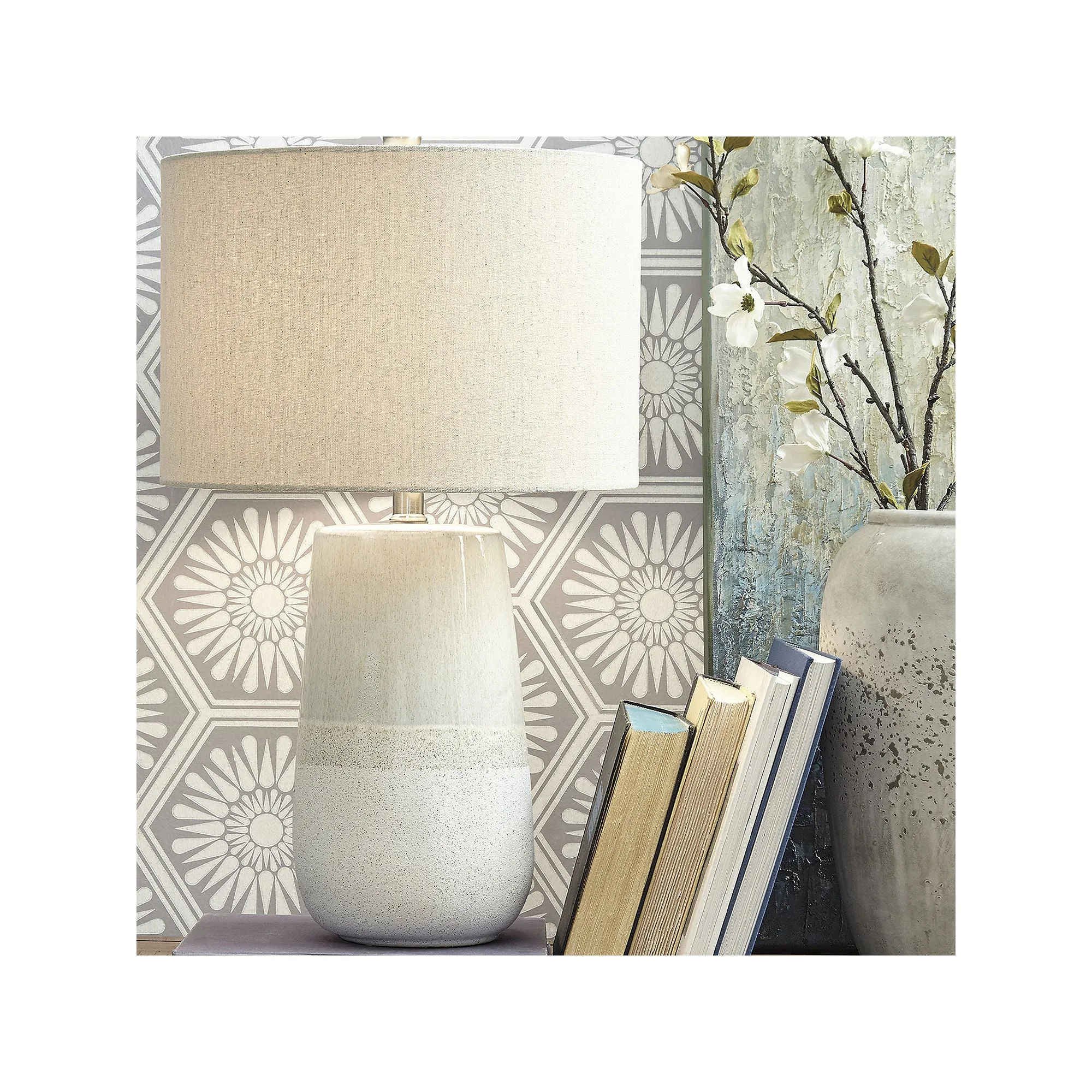 Signature Design By Ashley Shavon Ceramic Table Lamp - BEIGEWHITE ONE SIZE