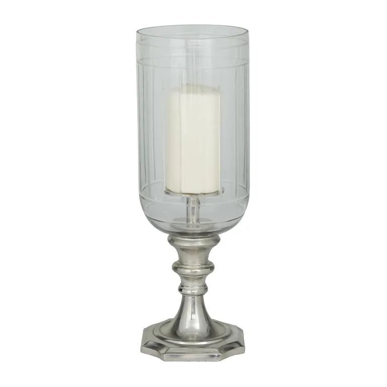 SILVER ALUMINUM HURRICANE LAMP