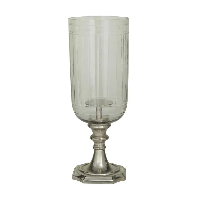 SILVER ALUMINUM HURRICANE LAMP
