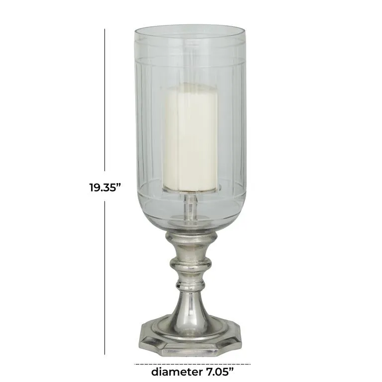 SILVER ALUMINUM HURRICANE LAMP