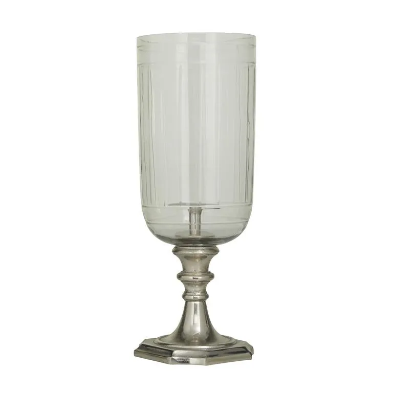 SILVER ALUMINUM HURRICANE LAMP