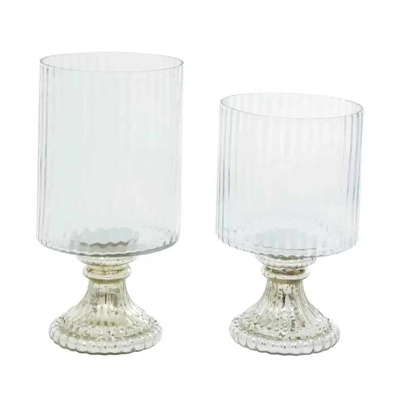 Silver Glass Vintage Hurricane Lamp