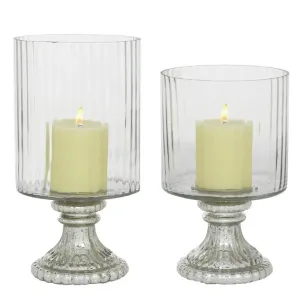 Silver Glass Vintage Hurricane Lamp