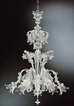 Six Light Clear Glass Chandelier
