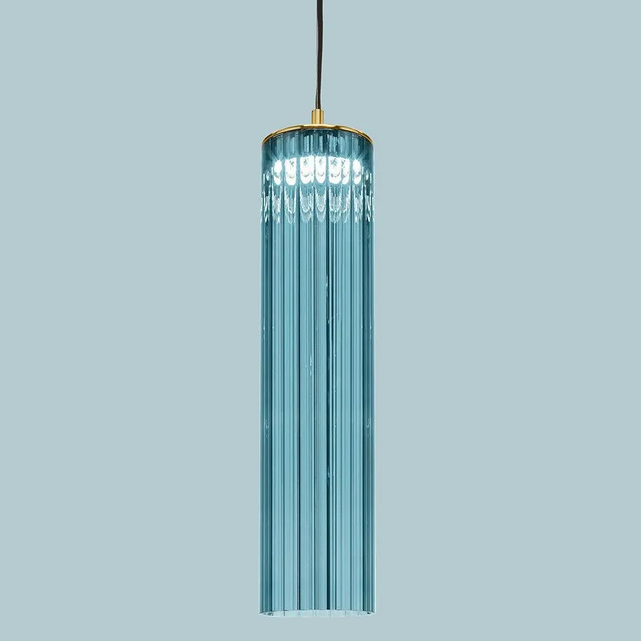 Small LED Borosilicate Glass Pendant Lamp with Shiny Gold Finish