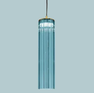 Small LED Borosilicate Glass Pendant Lamp with Shiny Gold Finish