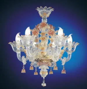 Small Pink And Gold Murano Glass Chandelier