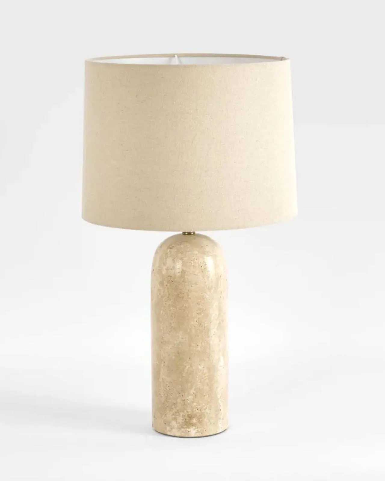 Smooth Travertine & Linen Table Lamp