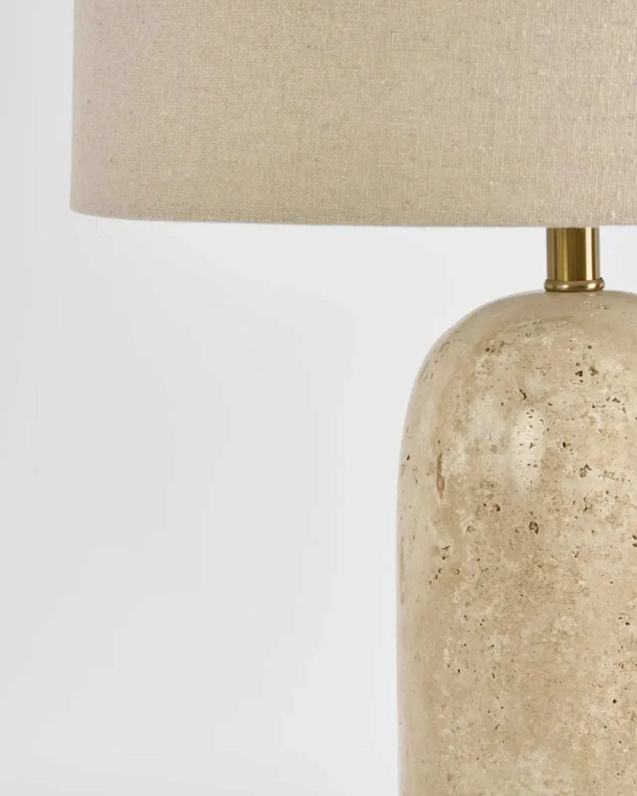 Smooth Travertine & Linen Table Lamp