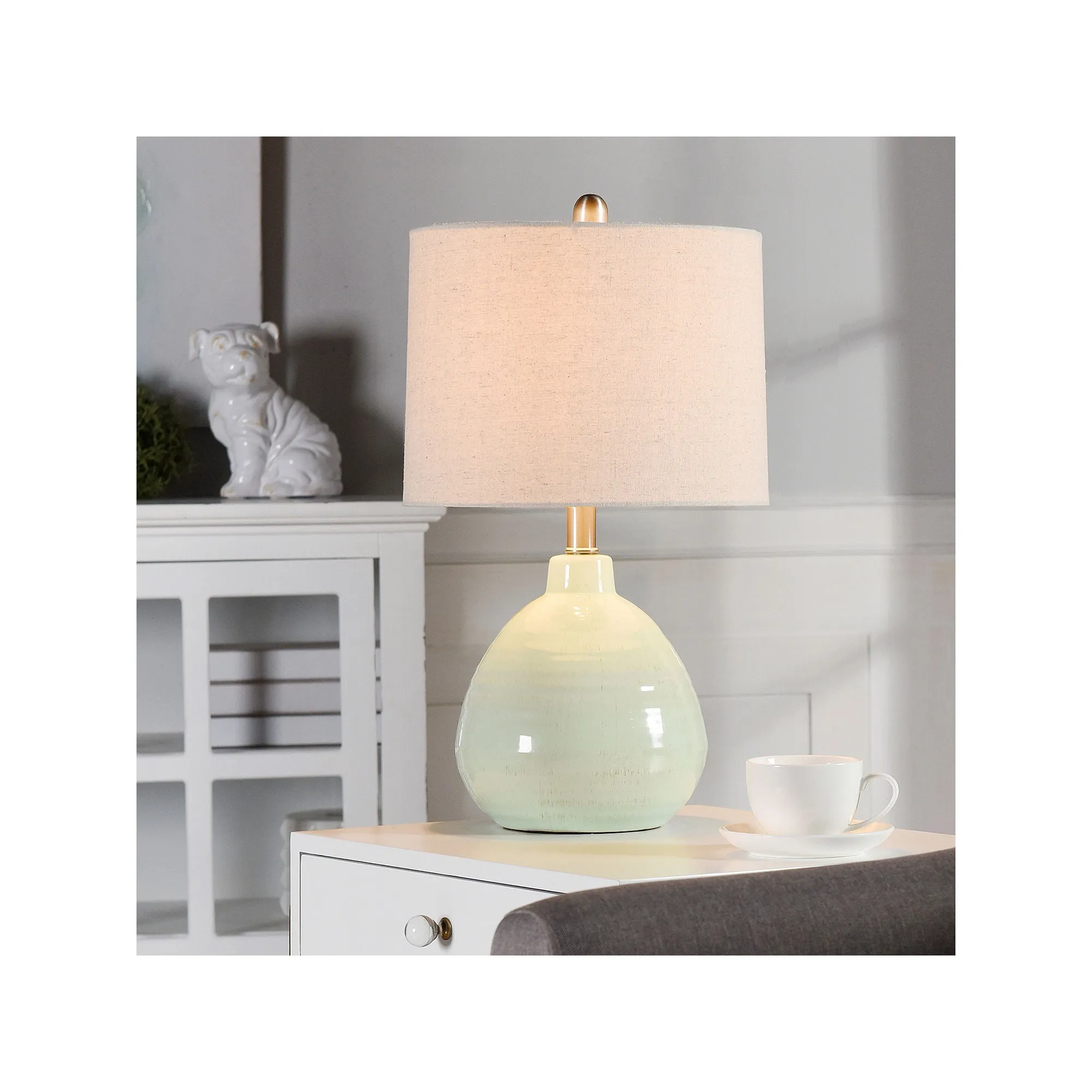 Style Craft L22019EDS Ceramic Key Lime Green 21-Inch One-Light Table Lamp
