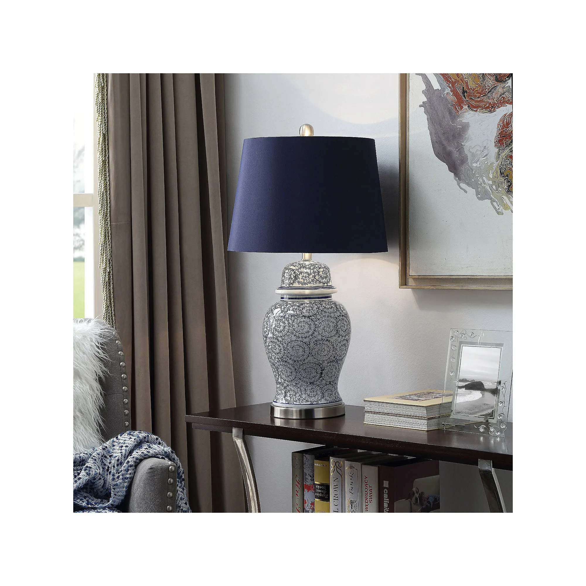 Stylecraft 17 W Blue Ivy Ceramic Table Lamp - BLUE IVY ONE SIZE