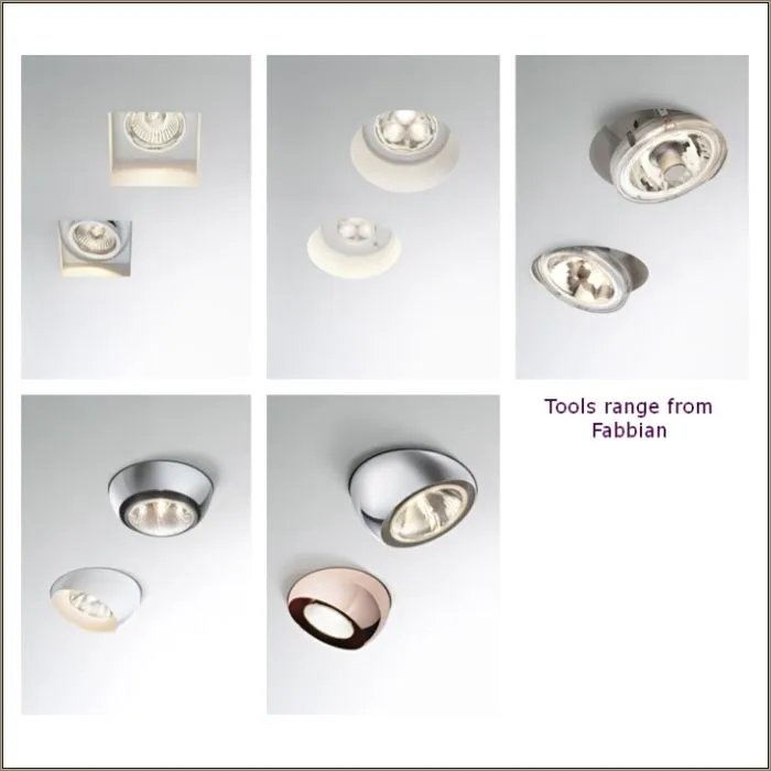 Tools 9cm diameter.  F19 semi-recessed light from Fabbian - 4 colours