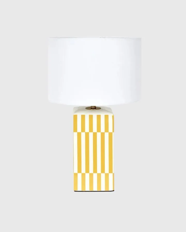 Yellow Striped Table Lamp